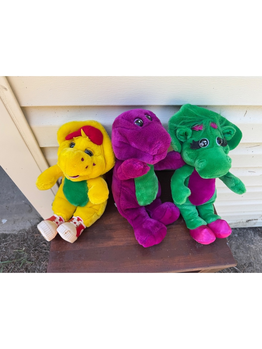 Vintage 90s Mini Barney and Friends Plush Set of 3